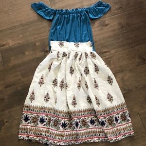 Little girls boho maxi skirt and top